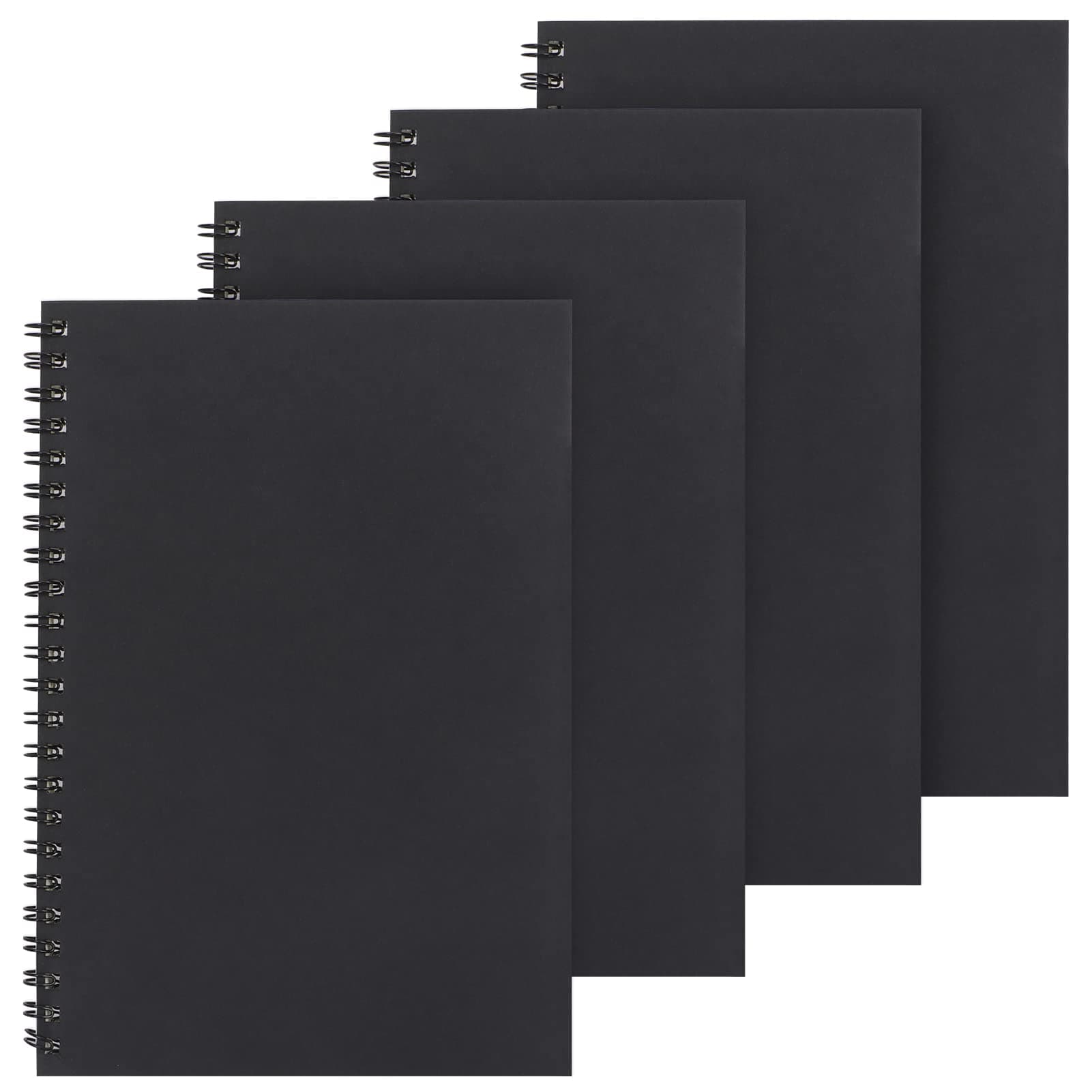A5 Spiral Notebook,4 Pack Kraft Cover Ruled Journals Notebooks 20 x 14 cm Lined Journal Notebook 58 Sheets / 116 Pages for Student Office School Supplies Black