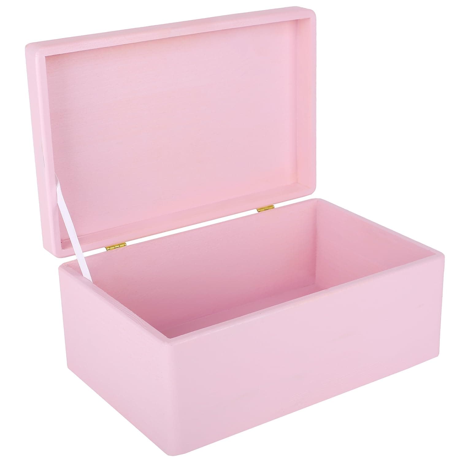 Creative Deco Large Pink Plain Wooden Storage Box with Lid | 30x20x14cm (+/-1 cm) | Hinged Lid | Gift Christmas Xmas Box Kitchen Storage | ROUGH & UNSANDED Wood Keepsake Memory Craft Chest