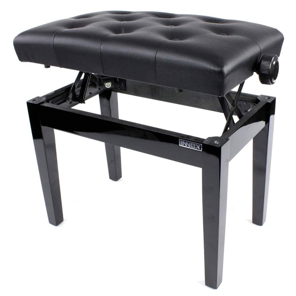 Innox PB 10B Piano Stool - Padded Cushion - Storage Compartment - Black Piano Bench - Keyboard Bench - Wooden - Classic Style