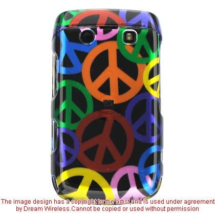 Purple Blue Orange Multi Color Rainbow Peace Sign Snap on Hard Skin Cover Case for Blackberry Bold 2 Bold2 Onyx 9700 + Belt Clip
