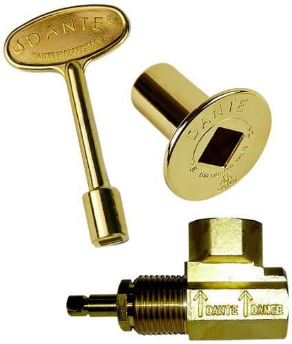 Dante Products Combo Pack with Angled 1/2-inch Globe Valve, Polished Brass Floor Plate and 3-inch Key by Dante Products