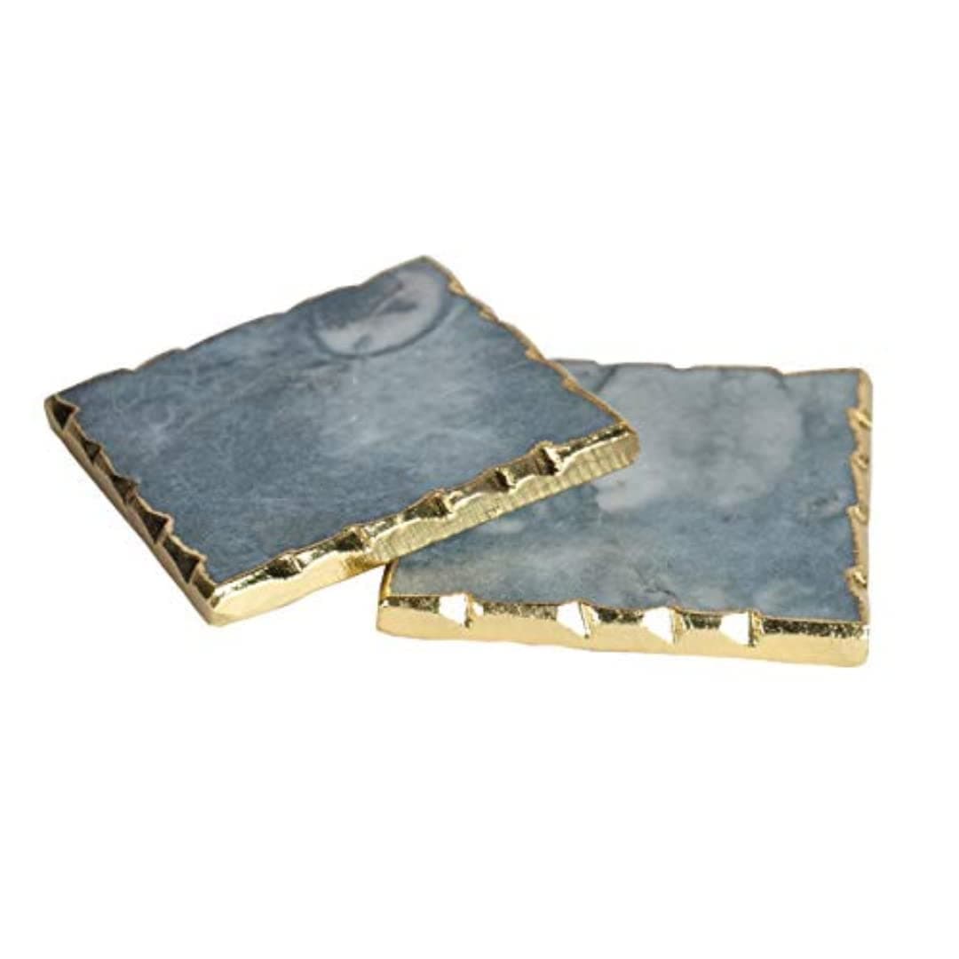 Handmade Grey Marble Dyed Tea Coaster Set for Home and Office | Set of 2 Coaster