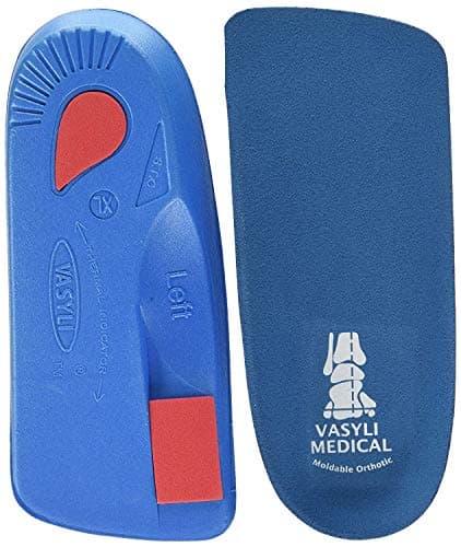 Vasyli Custom 3/4 Length Insoles, Blue, Large, Fast & Effective Pain Relief, Customized Biomechanical Alignment, Medium Density, General Orthotic Needs, Everyday Walking Shoes, Heat Moldable