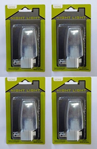 Night Light with Glass Block Shade and On/Off Switch 4W Bulb (4 Pack)