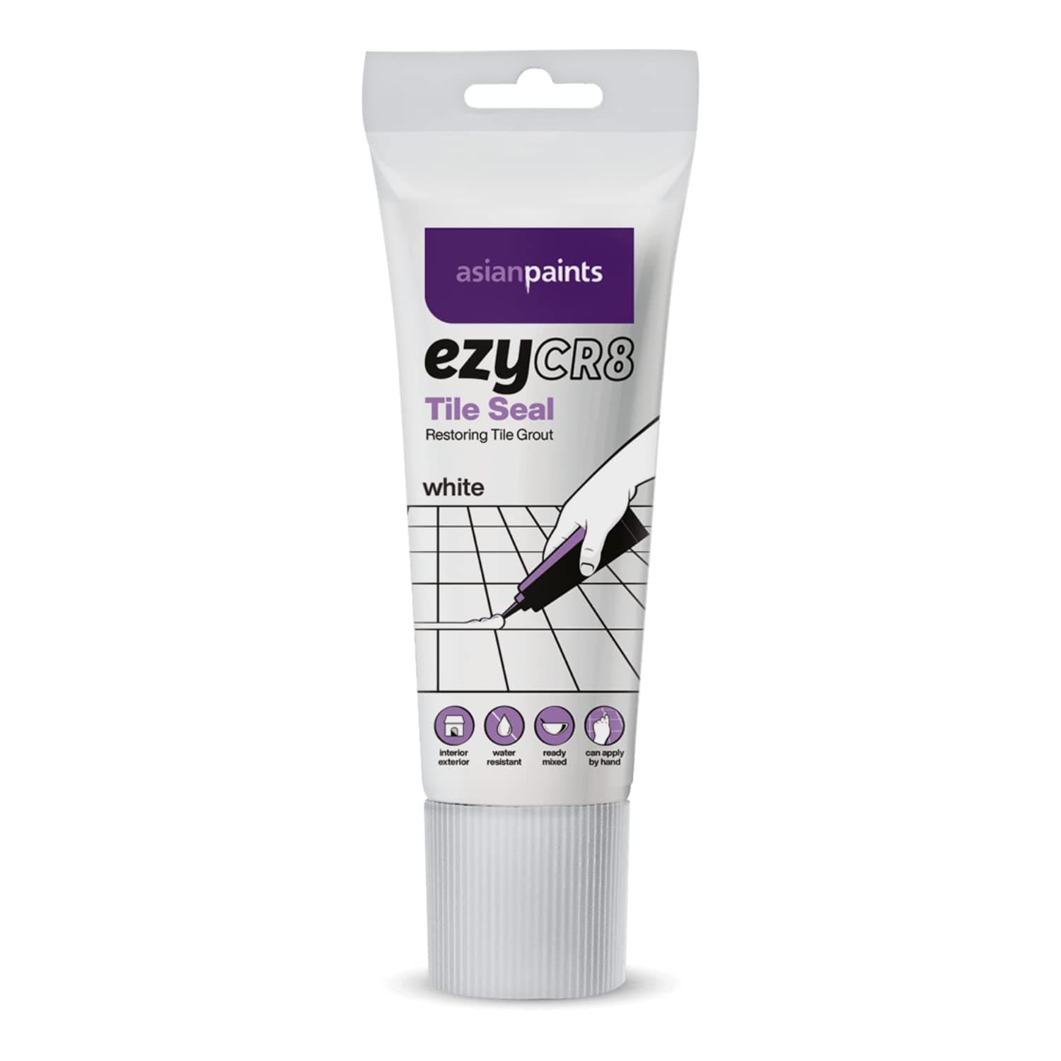Asian Paints ezyCR8 Tile Seal (White), DIY Ready-mix Restoring Tile Grout for Bathroom, Kitchen Tiles – 200mL Tube