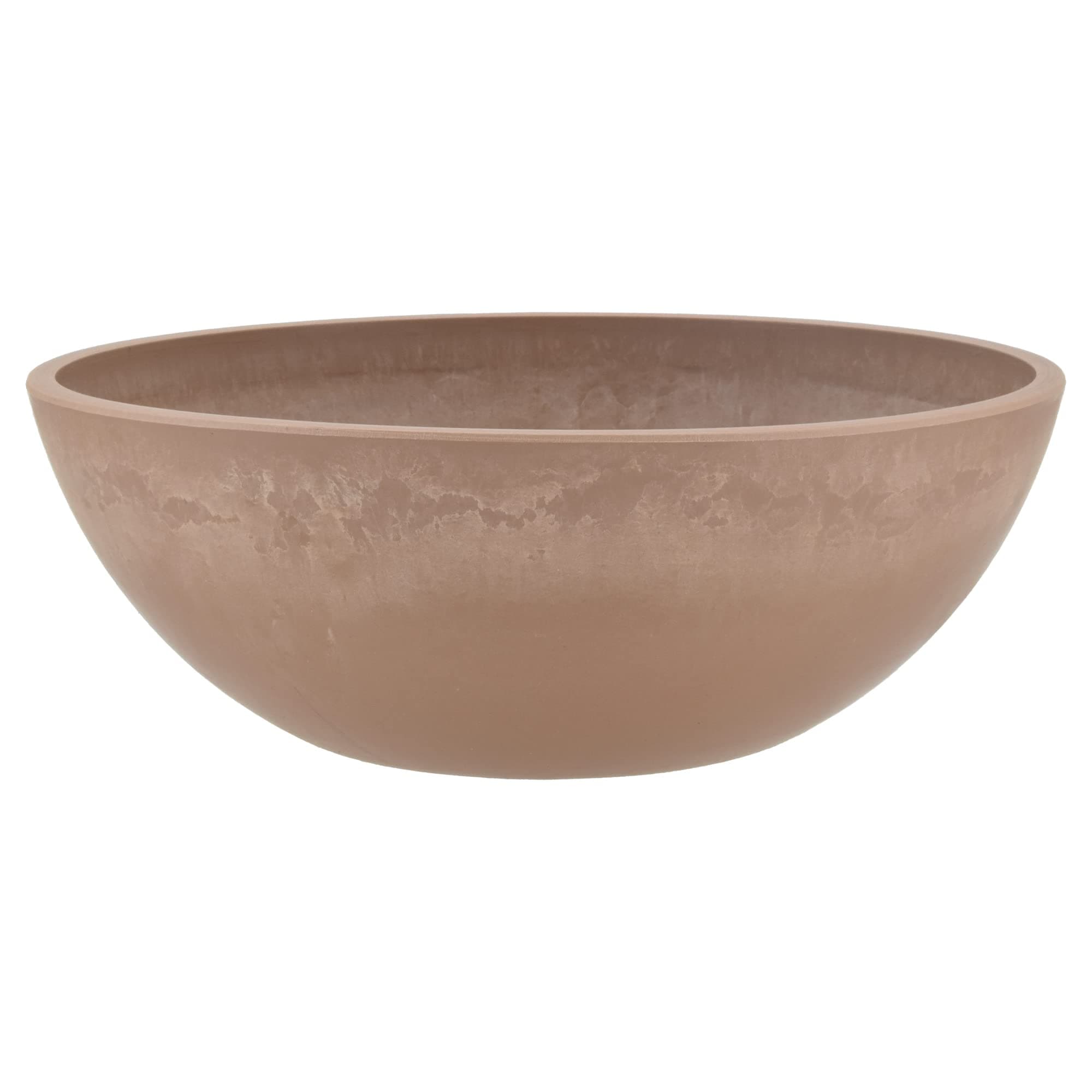PSW Pot Collection M25TP 10-inch Plastic/Stone/Wood Composite Low Bowl Planter – No Drainage Hole (Drillable), Shallow Indoor/Outer Pot for Succulents, Bonsai, Fairy Gardens, Herbs, Taupe