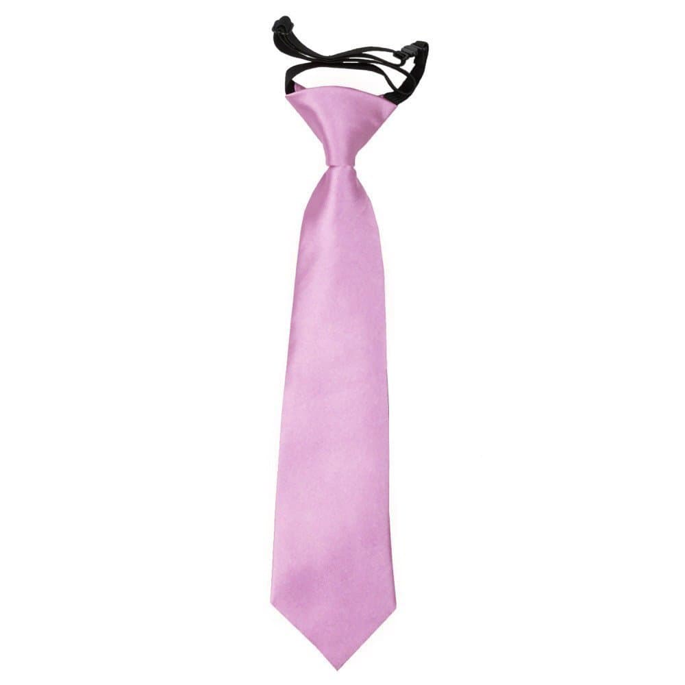 DQT Plain Satin Easy to Wear Elastic Pre-tied Tie for Boys (2-7 Years Old)