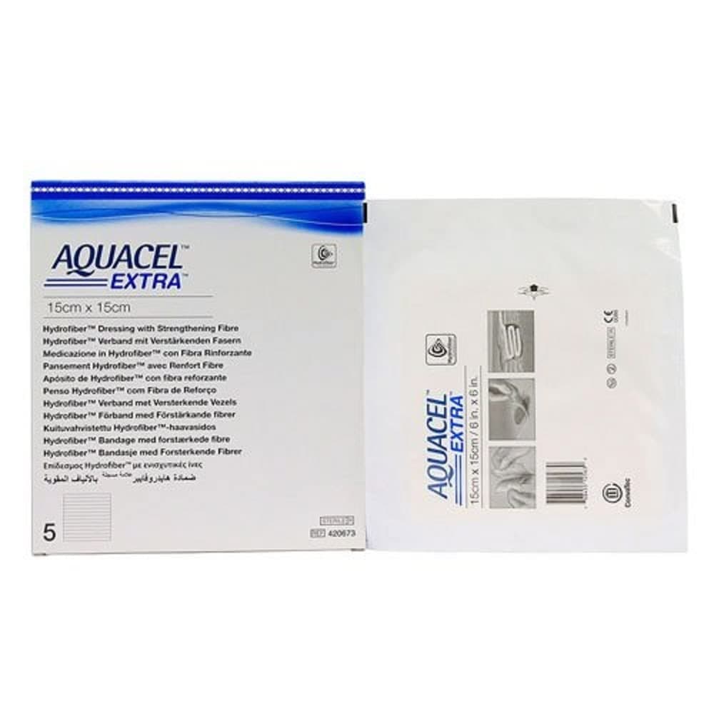 Aquacel Extra Hydrofiber Wound Dressing 15cm x 15cm 5/bx 420673