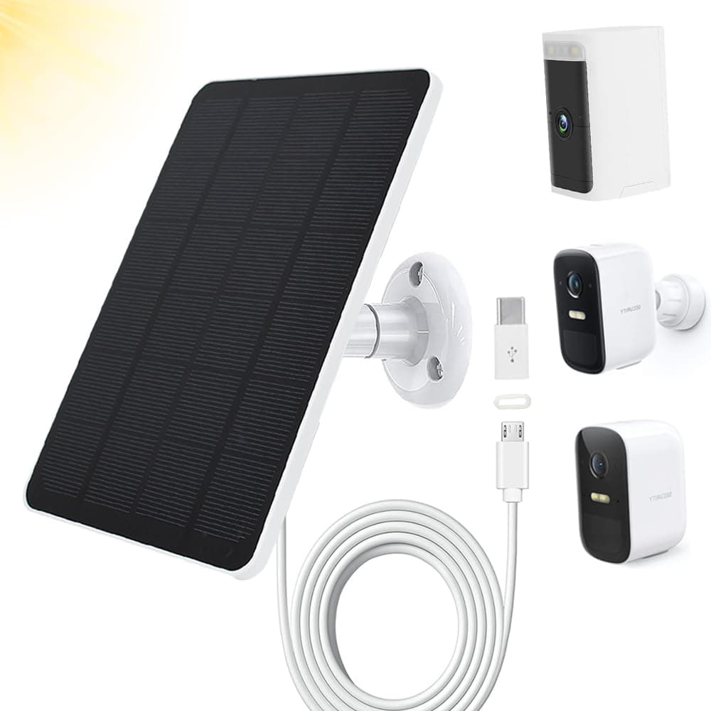 TEKCAM Solar Panel Compatible with WYZE Battery Cam Pro Camera Wireless Outdoor, 4W 5V Solar Panel with 10ft Micro USB Charging Cable for Battery Powered Security Camera with Adjustable Wall Mount
