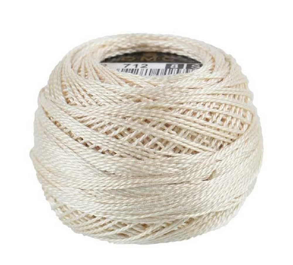 116 8-712 Pearl Cotton Thread Balls, Cream, Size 8