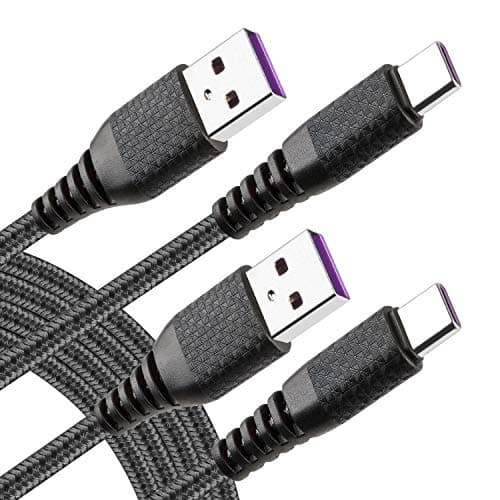 USB C Cable 1ft, Samsung Galaxy S8 S9 Plus Charger 3A Fast Charging, 2 Pack Nylon Braided USB A to Type C Charging for for Samsung S10 Note 9, Pixel, LG V30 G6 G5, Google Pixel Gray