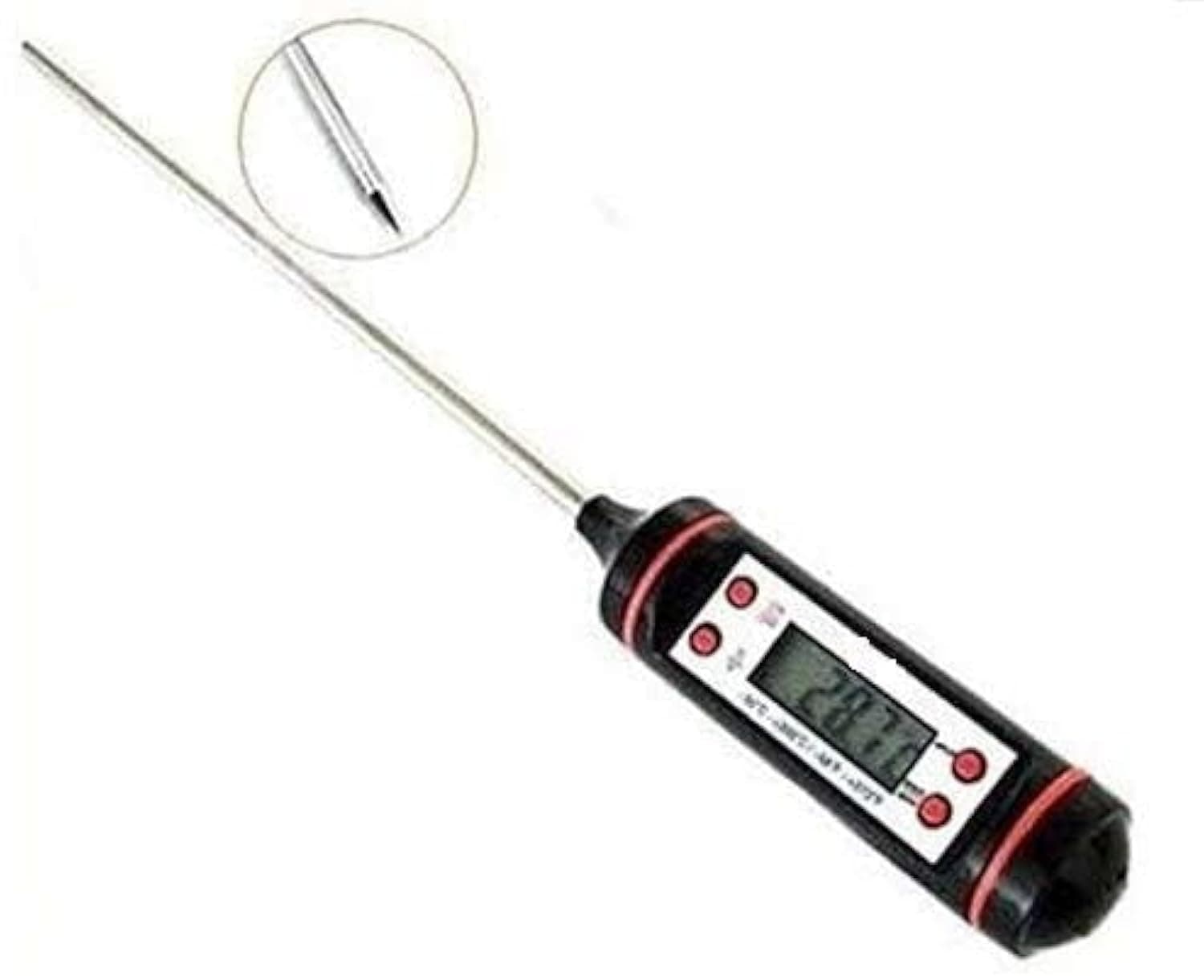 - Digital Lcd Cooking Food Meat Probe Kitchen Bbq Thermometer Temperature Test Pen, instant read thermometer for Industrial, Grill, Candy, Milk, Oil, Liquid Lab Chemical (Steel 5.9 Inch