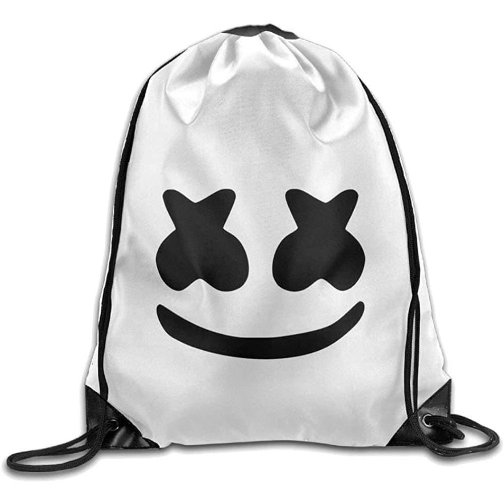 Clothing decoration beiguo xia Cool DJ Marshmello Backpack 13.39" x 16.54" Face Print Drawstring Travel Outdoor Shoulder Bag