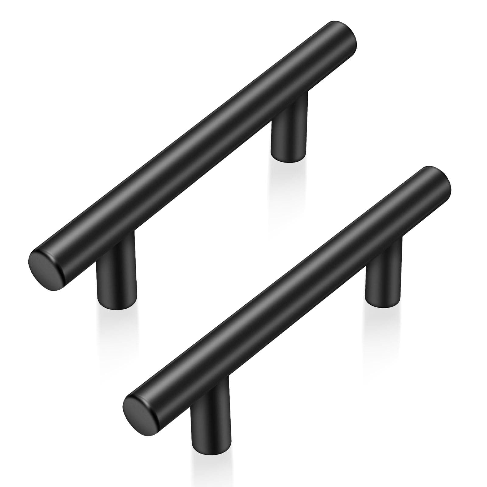 30 Pack 5 Inch Cabinet Handles Matte Black Cabinet Pulls Stainless Steel Drawer Handles for Kitchen Cabinet Hardware 3 Inch Hole Centers