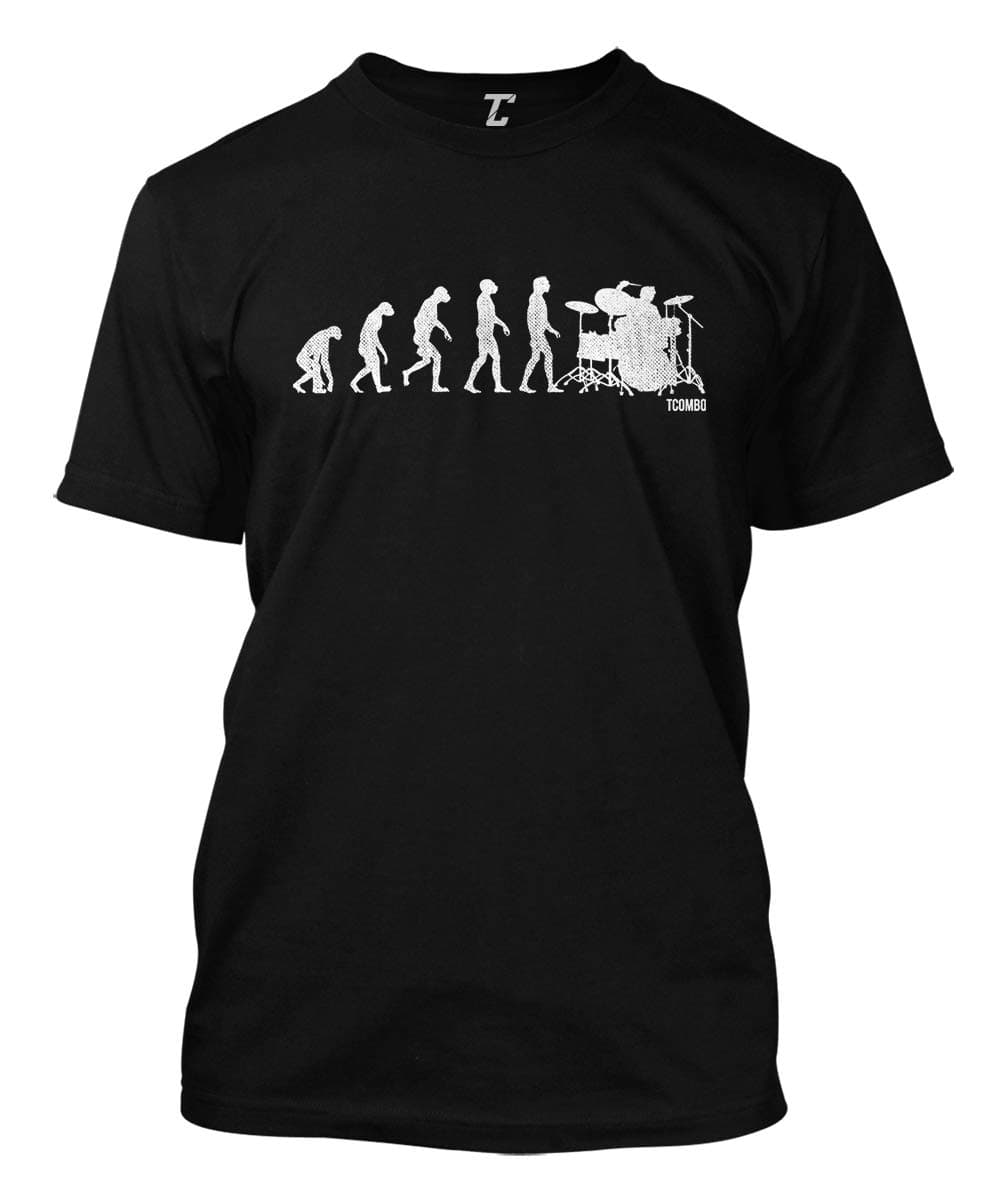 Evolution to Drumming - Drummer Men's T-Shirt (Black, Large)