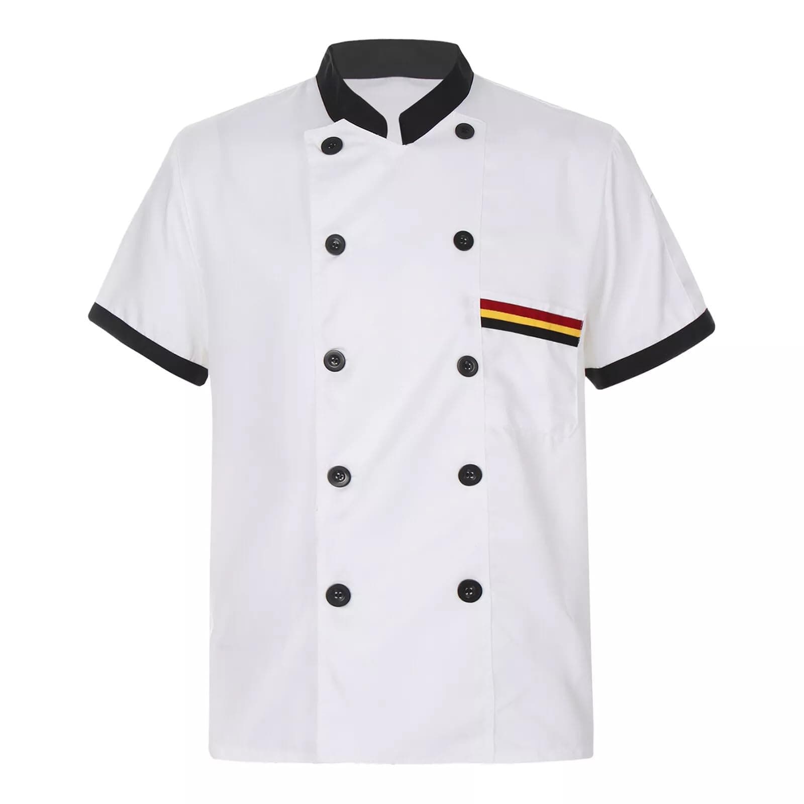 HGHASFGBUnisex Chef Coat Short Sleeve Jacket,Breathable,Comfortable Button Closure - Kitchen,Restaurant,Hotel Uniform A