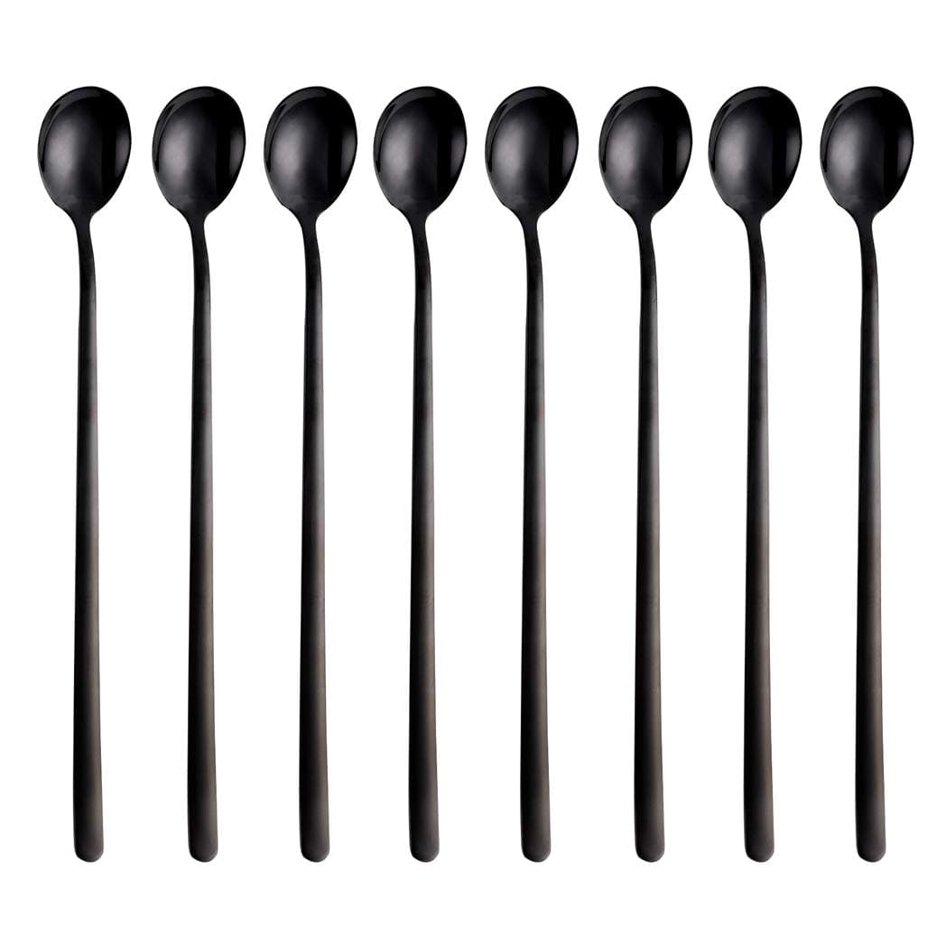 Long Handle Ice Cream Tea Spoon 8 Piece 18/10 Stainless Steel Mixing Ice Cream Cocktail Cocktail Stirring Spoons Set Dishwasher Safe 9 Inch