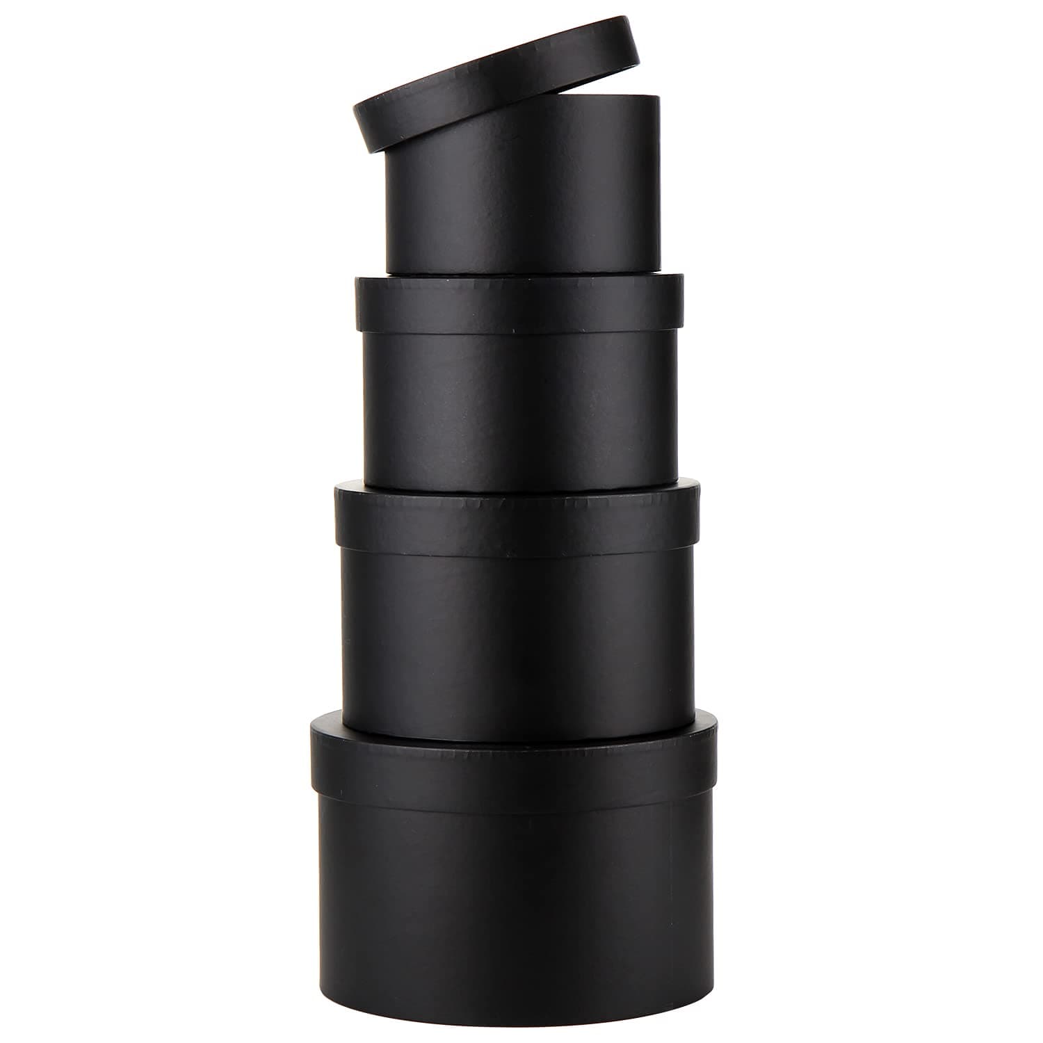 Round Gift Boxes with Lids Black Flower Box for Arrangements Round Box Set of 4 Nesting Gift Boxes with Lids for Flowers Arrangements Empty, Bridesmaid, Proposal, Wedding, Birthday, Party Favor