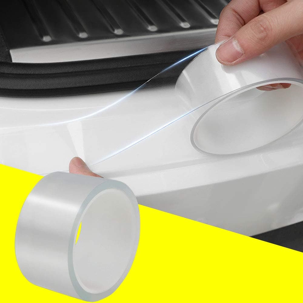 QBUC Car Door Sill Trim Strips,Scratch Cover Protector Paint Threshold Nano Glue,Front Rear Door Entry Sill Guard Scuff Plate for Most Cars,Transparent(5cm*5m)