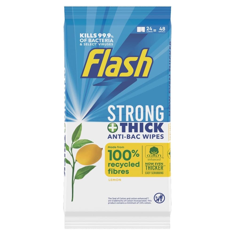 FLASHStrong and Thick Anti-Bacterial Wipes, Pack of 24