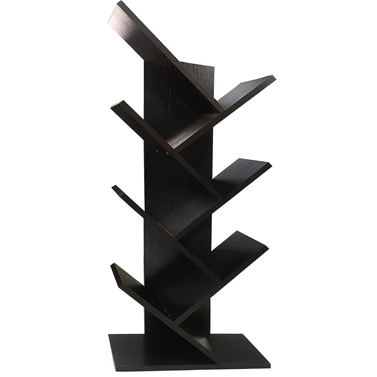Bookcases and Book Shelves 7 Shelf Tree Bookshelf MDF Black Small Book Shelves Wood Compact Book Rack Organizer Shelf Display for CDs, Movies & Books Black