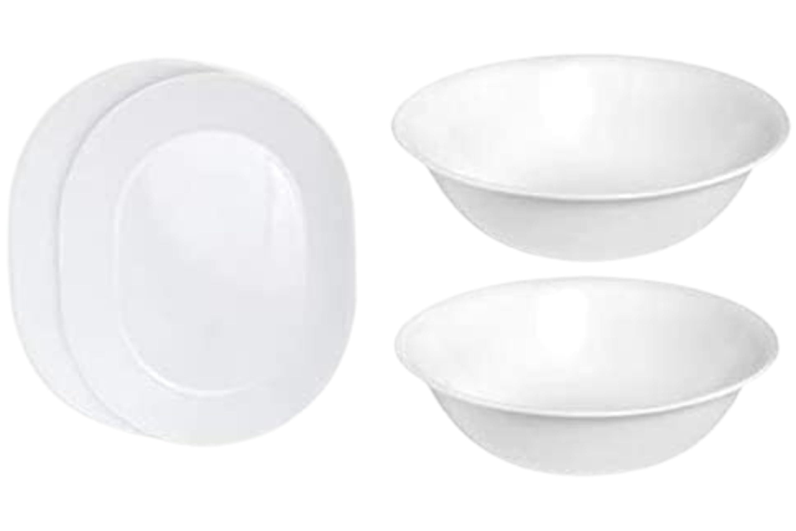 Corelle 12-1/4-Inch Serving Platter, Winter Frost White - 2-Pack with 2-Quart Serving Bowl, Winter Frost White 2PK - Set of 4