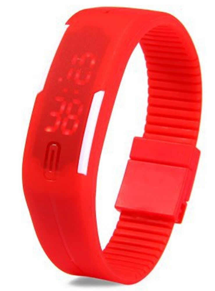 Colorful LED Digital Ractangle Rubber Strap Sport Wrist Watch