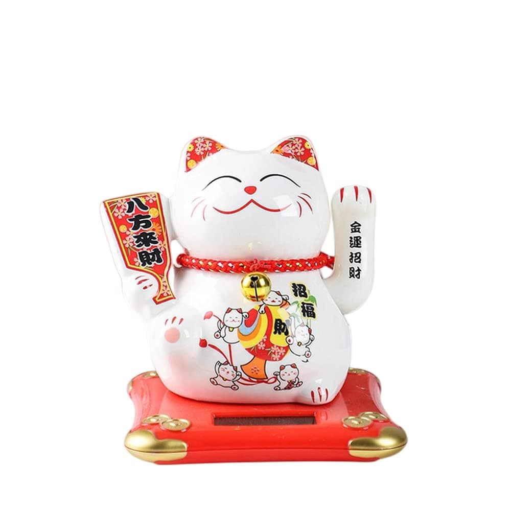 5 1/2”Maneki Neko-Solar Waving Cat,Good Lucky Cat Waving Cats Placed On The Car, Desk Or Bedside for Home or Office, Gift for Friends or Colleagues