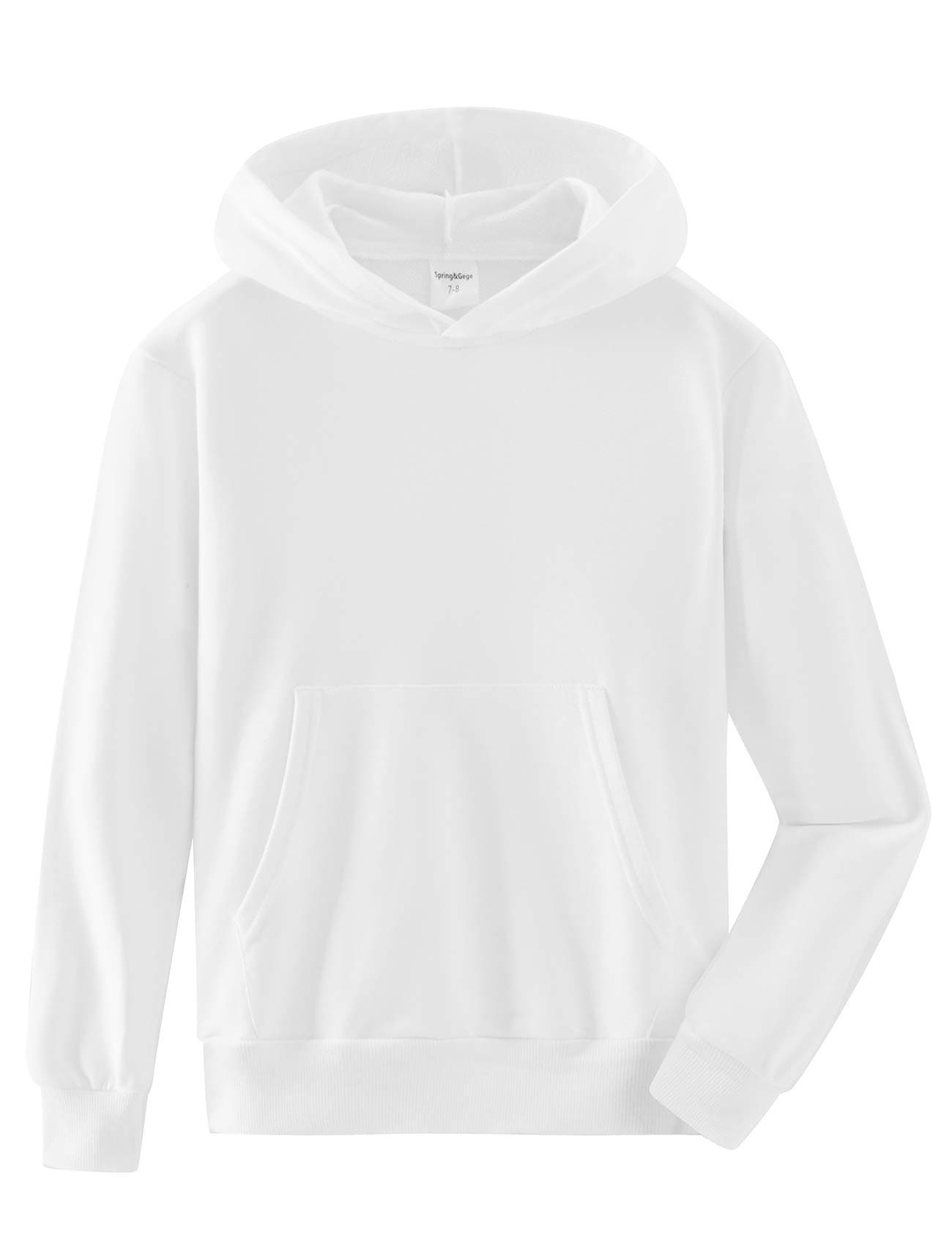 Spring&GegeYouth Solid Classic Hoodies Soft Hooded Pullover Sweatshirts for Children (3-14 Years)