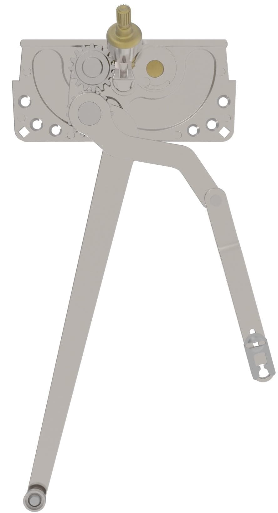 Brixwell Sill Mounted Casement Operator Dual Arm, Zinc Diecast with E-Gard Finish, Steel Arms 10-1/2" Length, 4-7/16" Link Arm, 5-17/64" Span, Right Hand, Nylon Roller