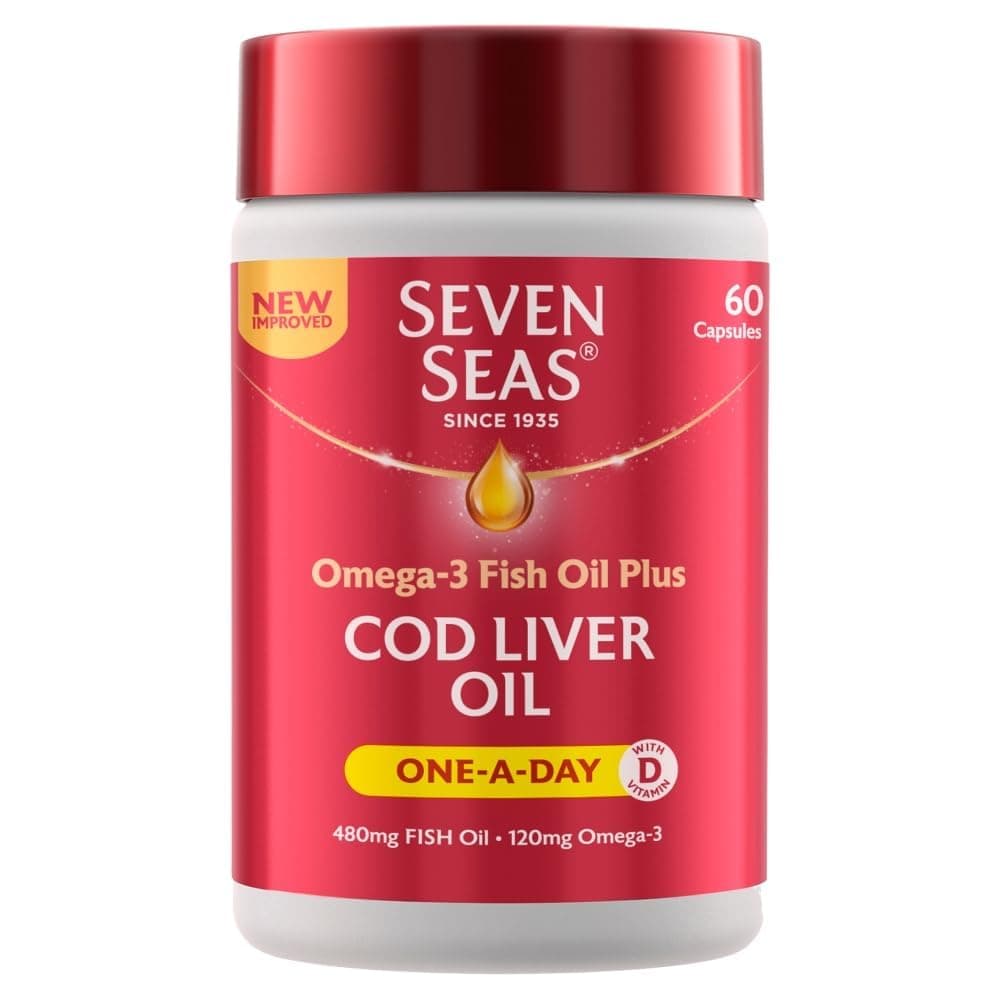 Cod Liver Oil One-A-Day Omega-3 Fish Oil and Vitamin D, 60 Capsules, 2 Months Supply
