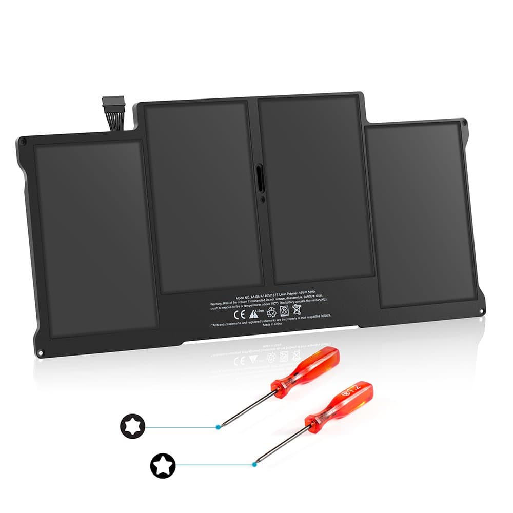 Derrysun Replacement Laptop Battery for Apple MacBook Air 13 inch A1466(Mid 2012, Mid 2013, Early 2014, Early 2015,2017) A1369(Late 2010, Mid 2011 Version) A1496 A1405 A1377 Li-Polymer 55Wh/7200mAh
