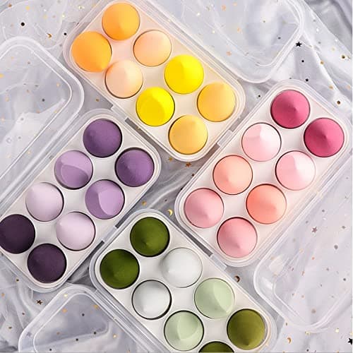 My Colors Beauty Blender Sponge in A Storage Box,Makeup Cosmetic Puff Makeup Sponge With Storage Box Foundation Powder Sponge Beauty Tools Women Makeup Accessories 8 Pcs IN BOX, Multicoloured