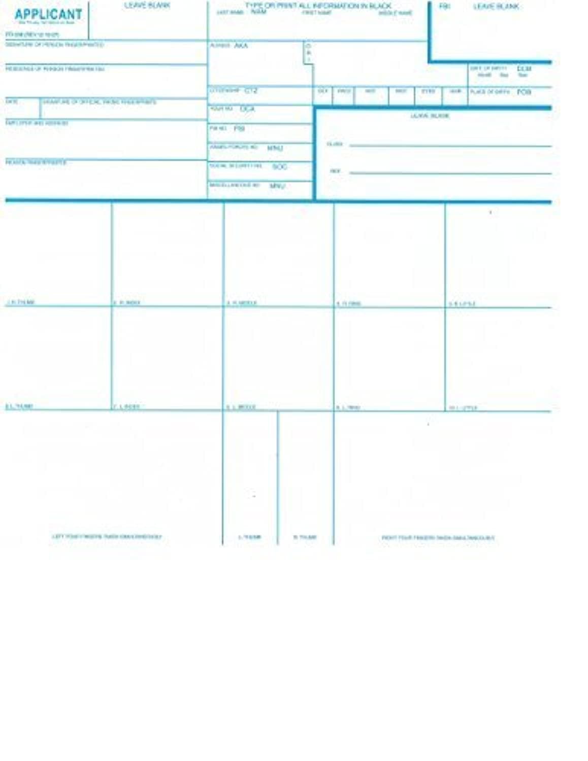 FreshRush FBI Fingerprint Cards, Form FD-258, 3 pack