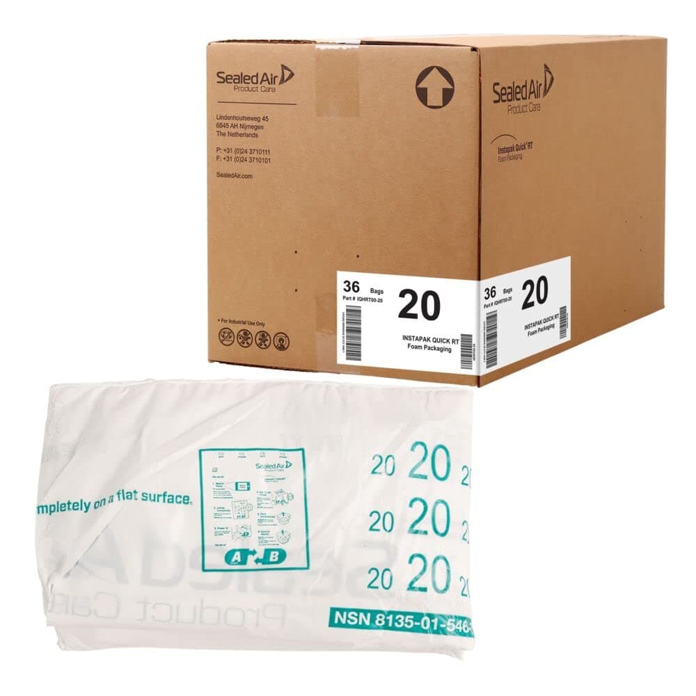 Instapak Quick RT, #20 Bag for 10"x10"x10" Box, Easy to Use, The ultimate protection for fragile shipments, Foam Packaging Bags (Pack of 36) (IQHRT00-20)