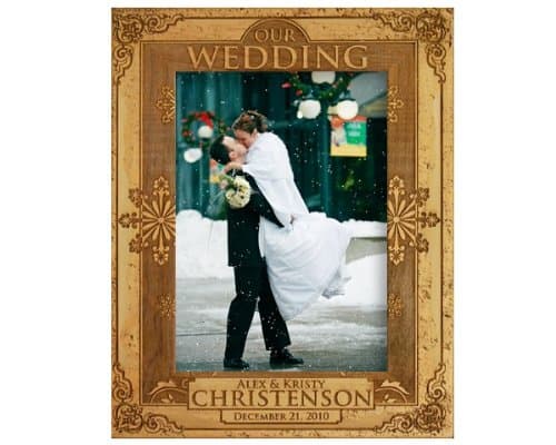 Winter Wedding Personalized - Laser Engraved Wedding Frame, Landscape Orientation - 5x7