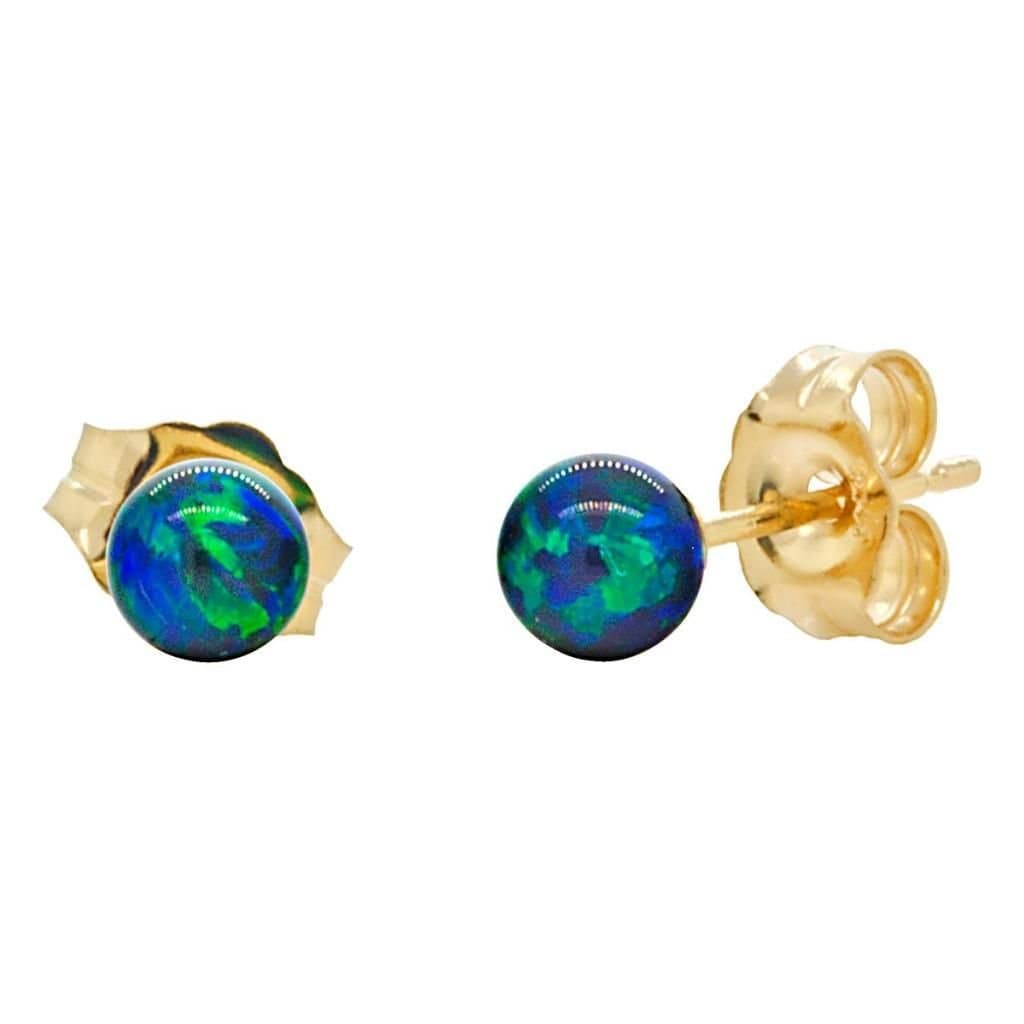 Trustmark 14K Yellow Gold 4mm Created Opal Ball Stud Earrings