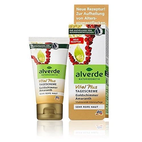 Alverde Amaranth Gold-Shimmer Day Face-Cream with Light-Reflecting Pigments (Ages to 40 to 60+) - 50ml (Not Tested on Animals)