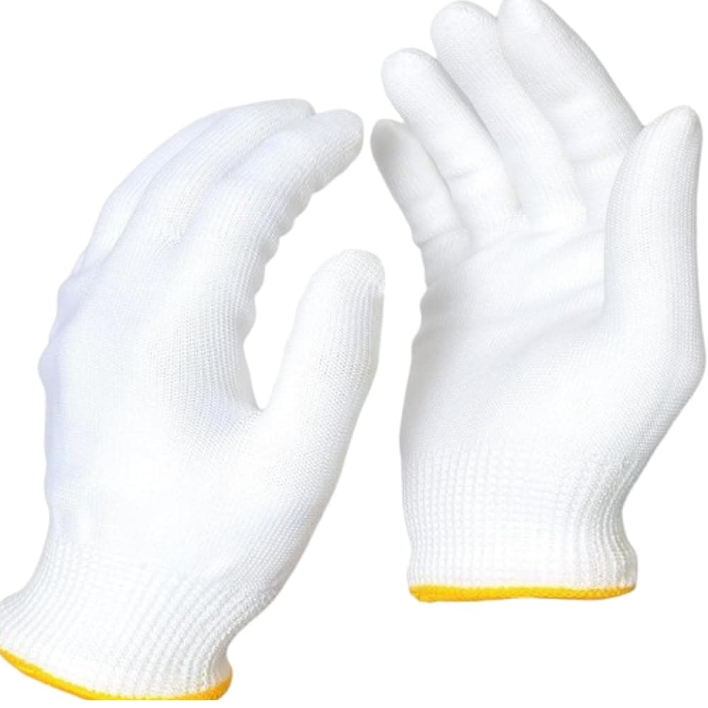 Cotton Polyester Safety Work Gloves 12 Pairs for Industrial Construction Gardening Protective Gear for Men & Women Lightweight Thick Elastic