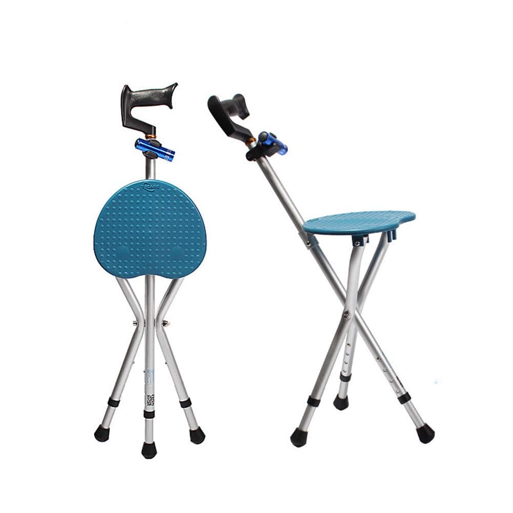 Folding Canes with Seat : Sturdy Lightweight Walking Stick Height Adjustment Cane Chair Crutches Stool 400lbs Capacity with LED Light and Cushion for Elderly