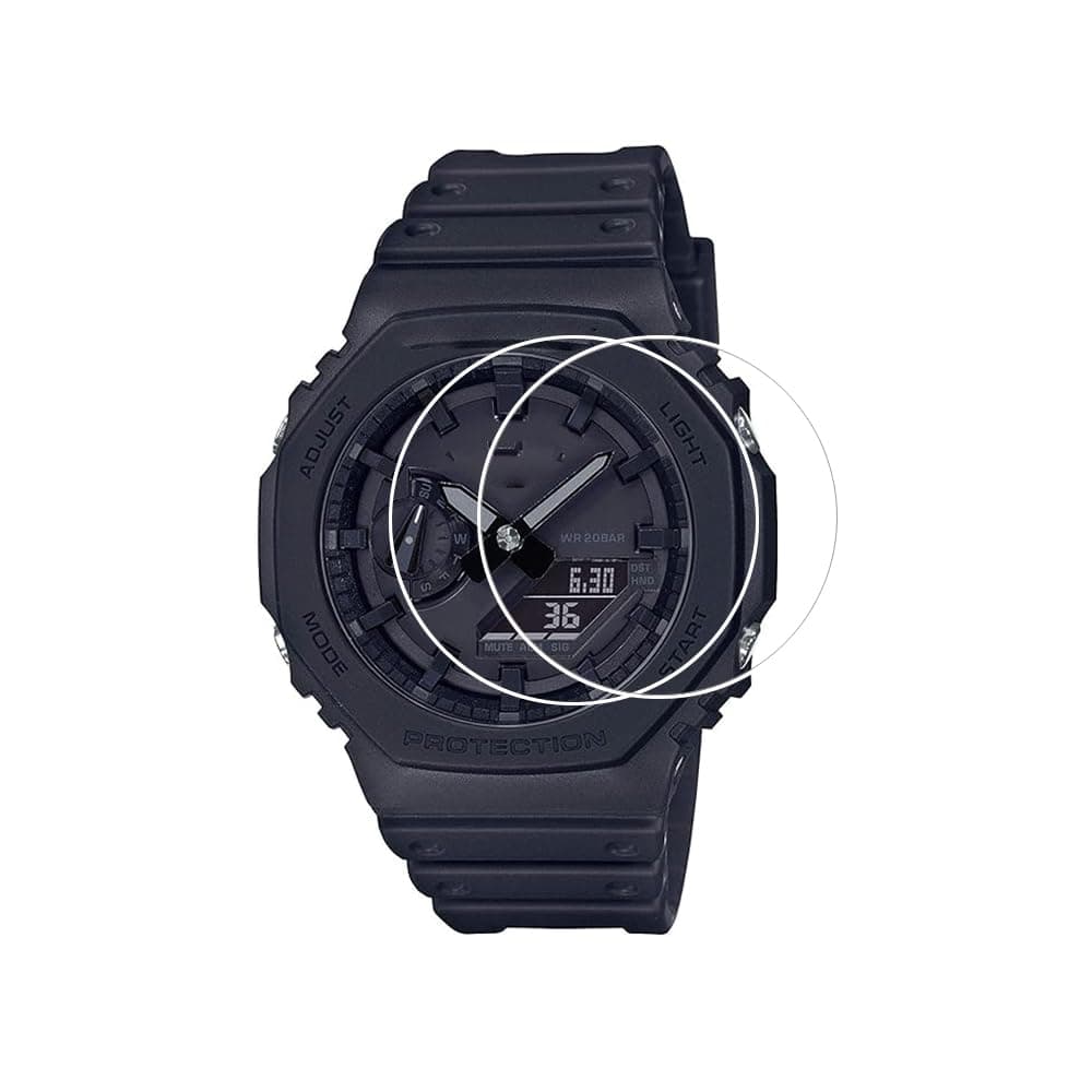 for Casio GA-2100 Screen Protector, 9H Hardness Tempered Glass Screen Protector for Casio GA-2100 with Anti-Fingerprint Bubble-Free Crystal Clear (2 Pack)