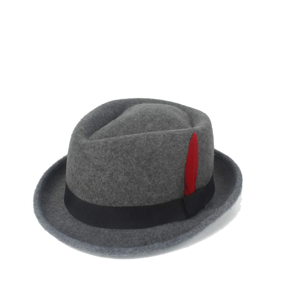 Hipster Fedora Hat Fashion Winter Spring Felt Wool Red Feather Ladies Hat Panama Hat Men's Jazz Hat Knight Cap (Color : Navy Gray, Size : 56-58cm)