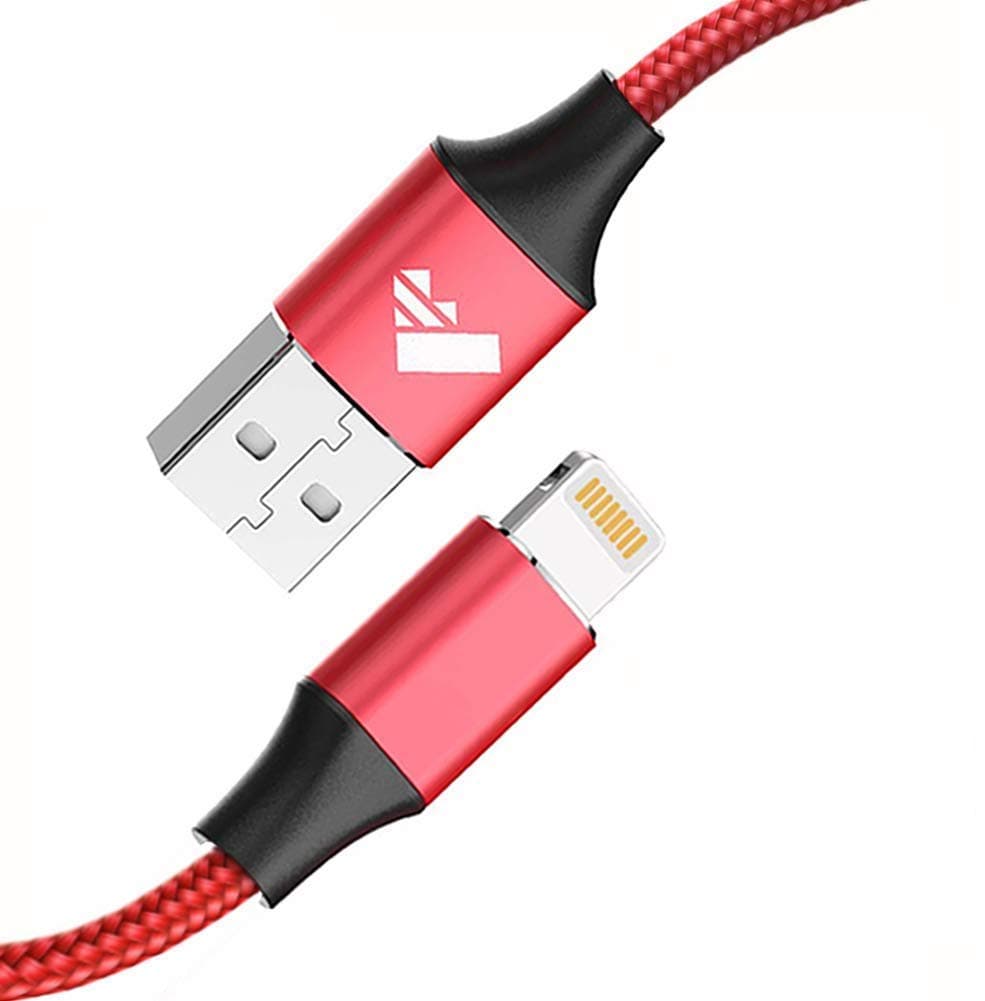 iPhone Charger Cable, Aioneus iPhone Charger 2M/6FT Charging Cable Nylon Braided Lightning Cable Fast Charger Lead for iPhone 12 Pro Max Mini 11 pro max X XS XR 10 8 7 Plus 6 6s 5s 5 SE iPad ipod-Red