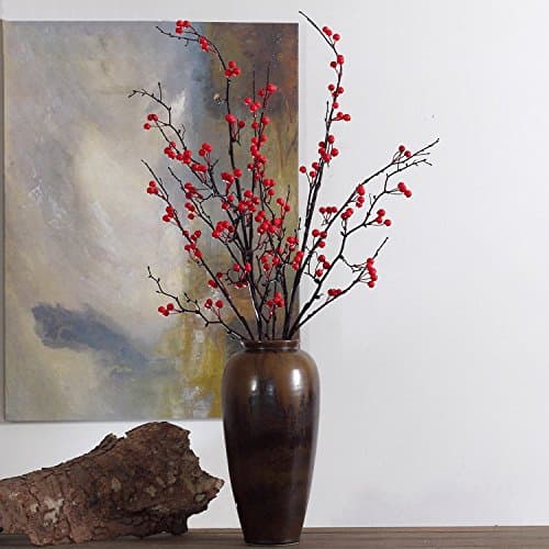 ViKiMiDi Handmade Artificial Fake Berries Flower Phoenix Tree Fruit Floral Christmas Berries Wild Flowers Home Decor 1 PCS (Red)