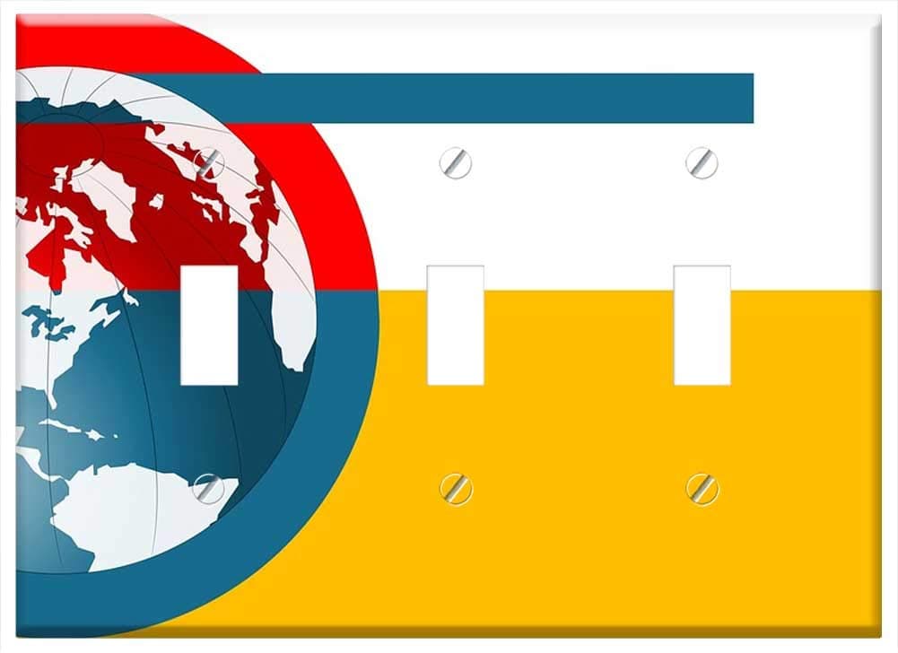 Switch Plate Triple Toggle - World Globe Banner Business Logo Sphere Global 1