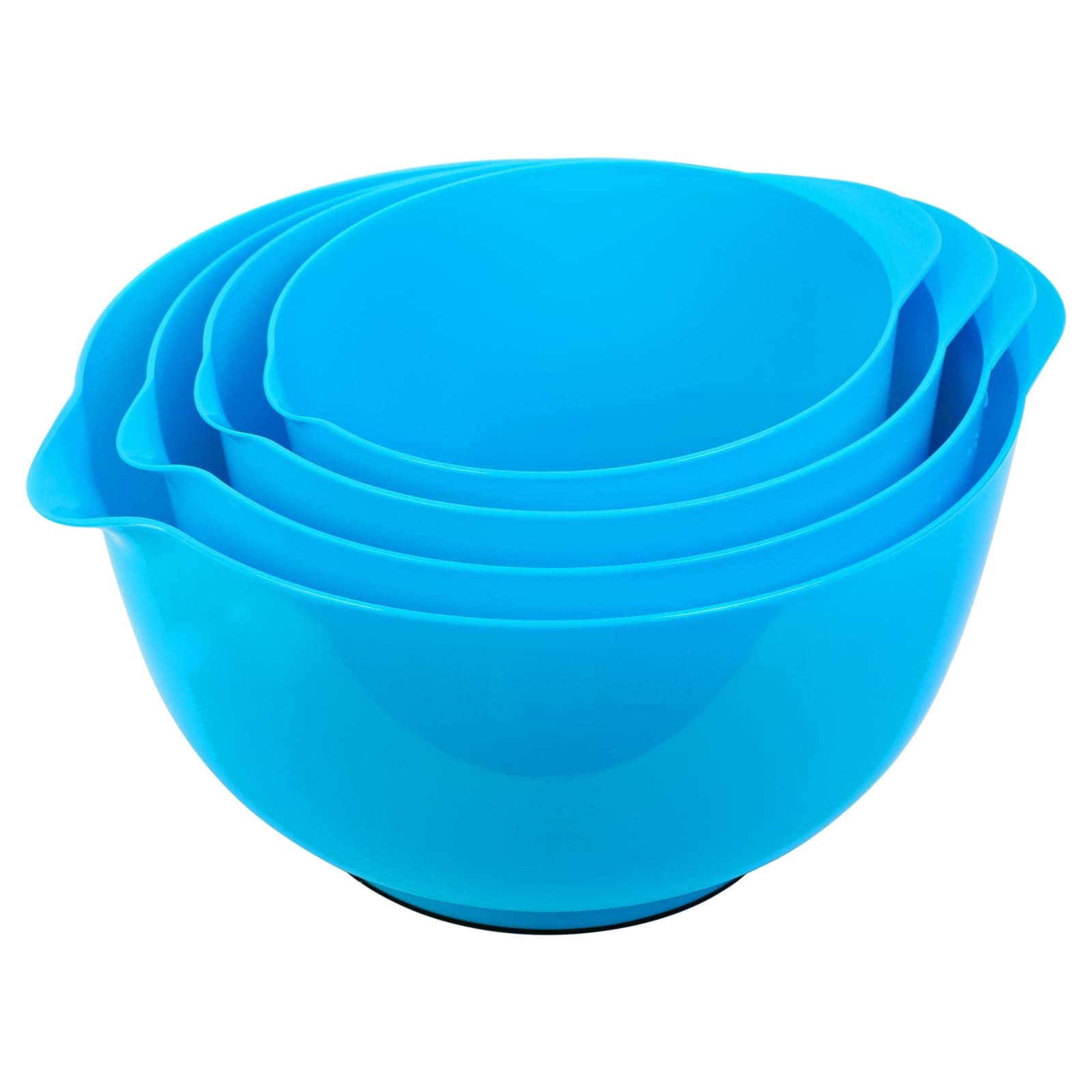 4 Quart Large Plastic Mixing Bowls, Microwave Safe Mixing Bowl Set with Pour Spout, Nesting Bowls for Space Saving Storage(Teal)
