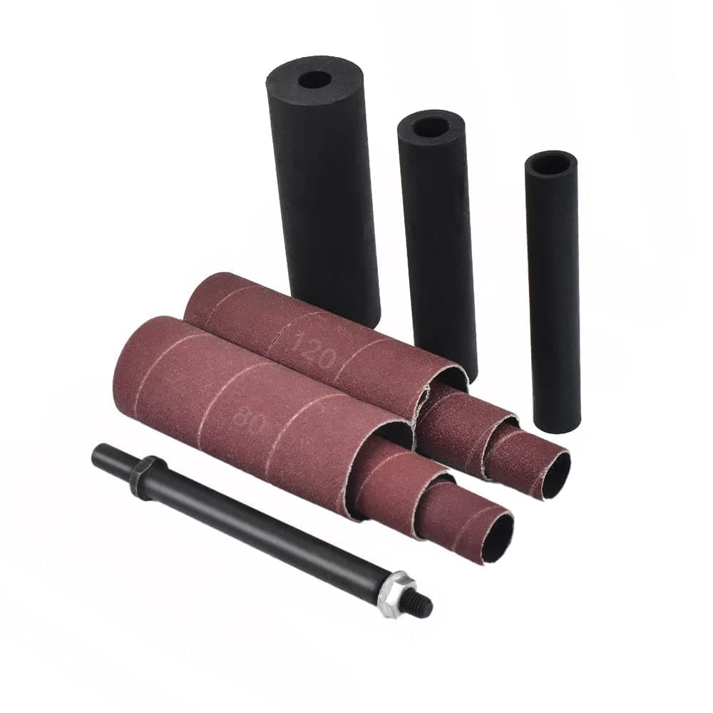 Spindle Sander Adaptor 4-1/2" x 1/2" with Rubber Sanding Drum Kit OD 3/4", 1", 1-1/2" and Sandpaper Sleeves Grit# 80,120 - S/16