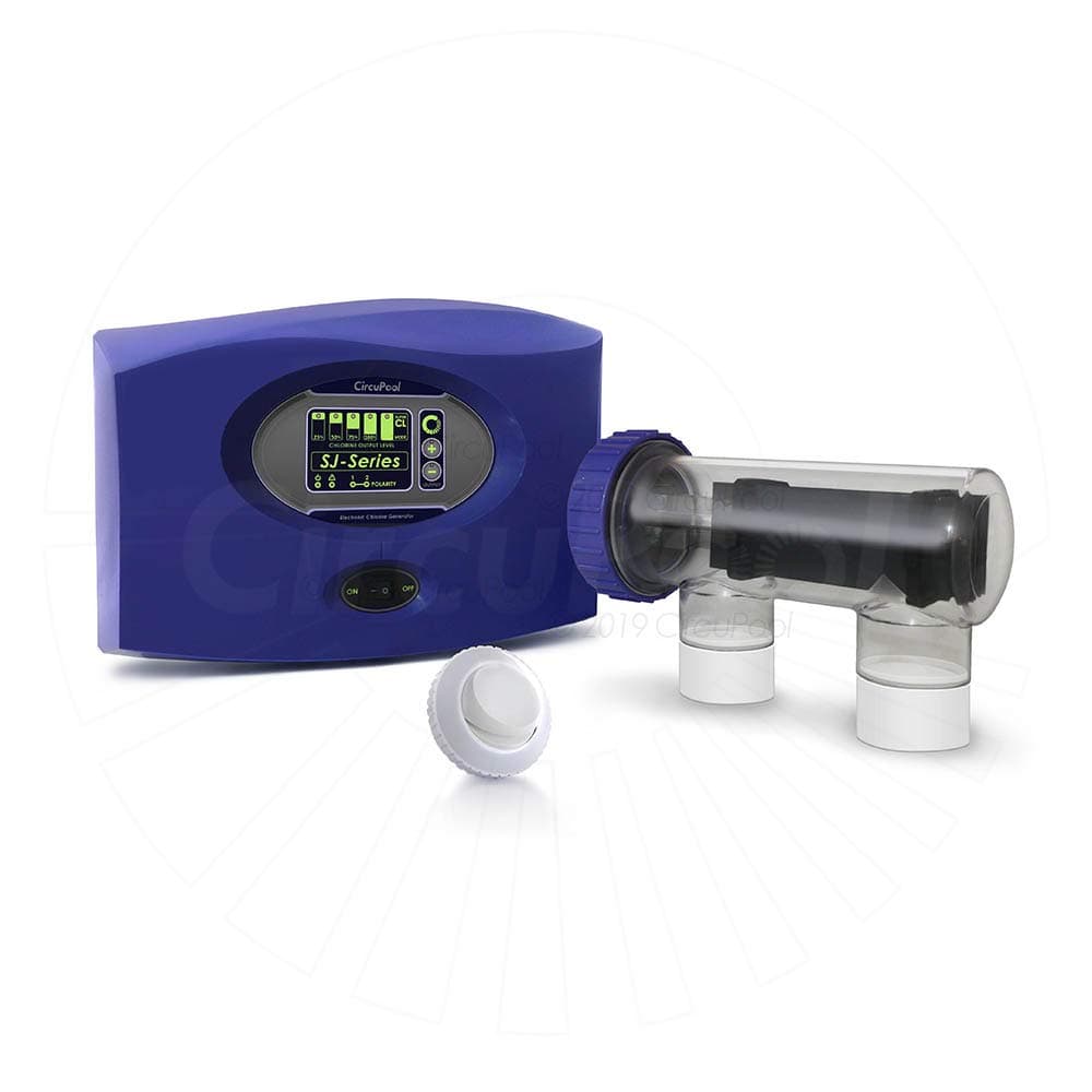 Circupool® SJ-55 Complete Salt Water Chlorination System for Swimming Pools. 2023 Model with 2.35 lb. Output, Assembled in USA with a 5 Year Warranty; no DIY Penalty.