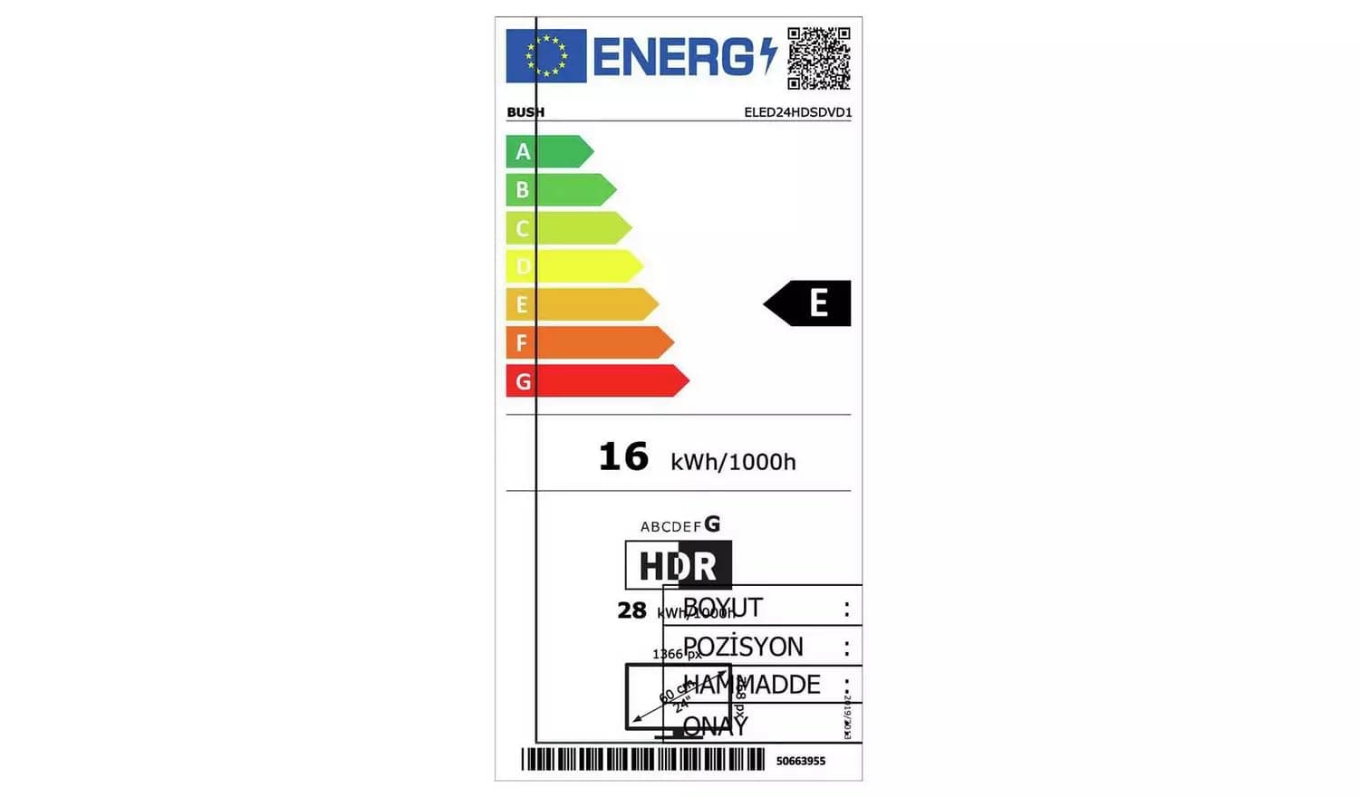 Bush 24 Inch HD Ready Smart HDR LED TV/DVD Combi