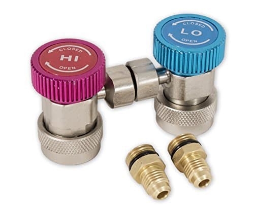 Kozyvacu Adjustable R134A Adapter Fittings Quick Coupler High Low AC Freon Manifold Gauge Hose Conversion kit, 1/4" SAE HVAC